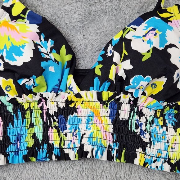 Beach Betty Bikini Top Womens Small Multicolored Floral Smocked Padded Cups - Picture 10 of 12